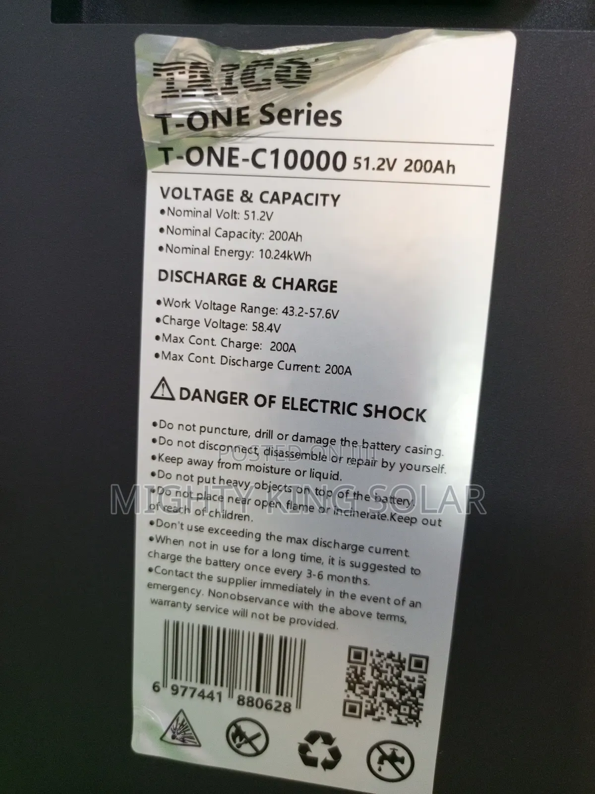 10kwh Talco Lithium Iron Battery