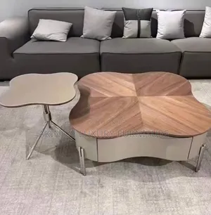 Wooden Top Center Table With Sides Stool