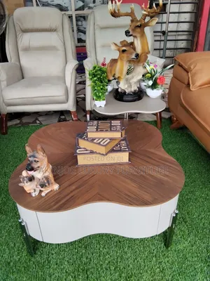 Wooden Top Center Table With Sides Stool