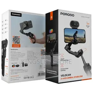 Porodo Velocam 3-Axis Gimbal Stabilizer - Black