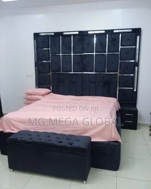 7ft Tall 6by7 Ulphostery Padded Bed Frame With Two Side Drawers