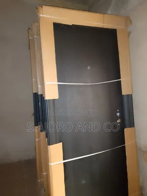 3ft by 7ft Harmony Black/Gray Security Line Design Door
