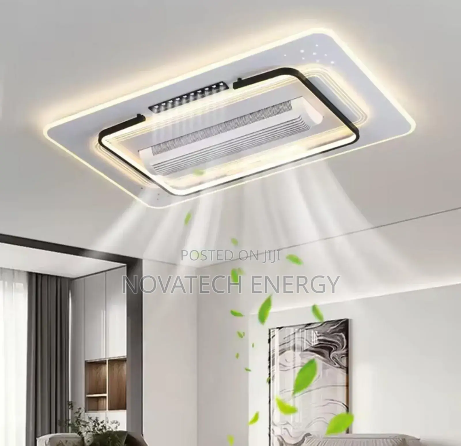 Luxury White Ceiling Flush Light With Fan ( Remote Control)