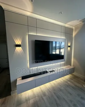 A Luxury Tv Console With Special Lights
