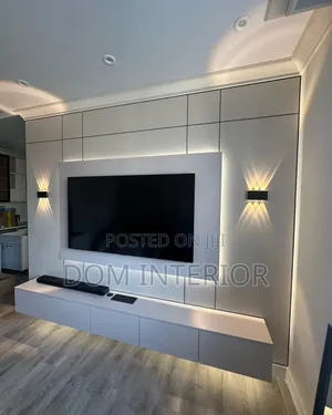 A Luxury Tv Console With Special Lights