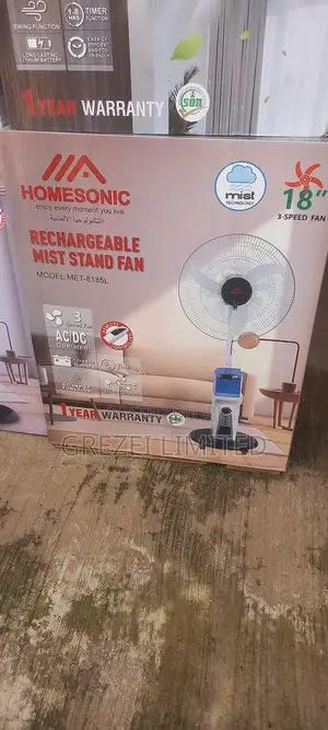 Honesonic Rechargeable Mist Fan 18inch White