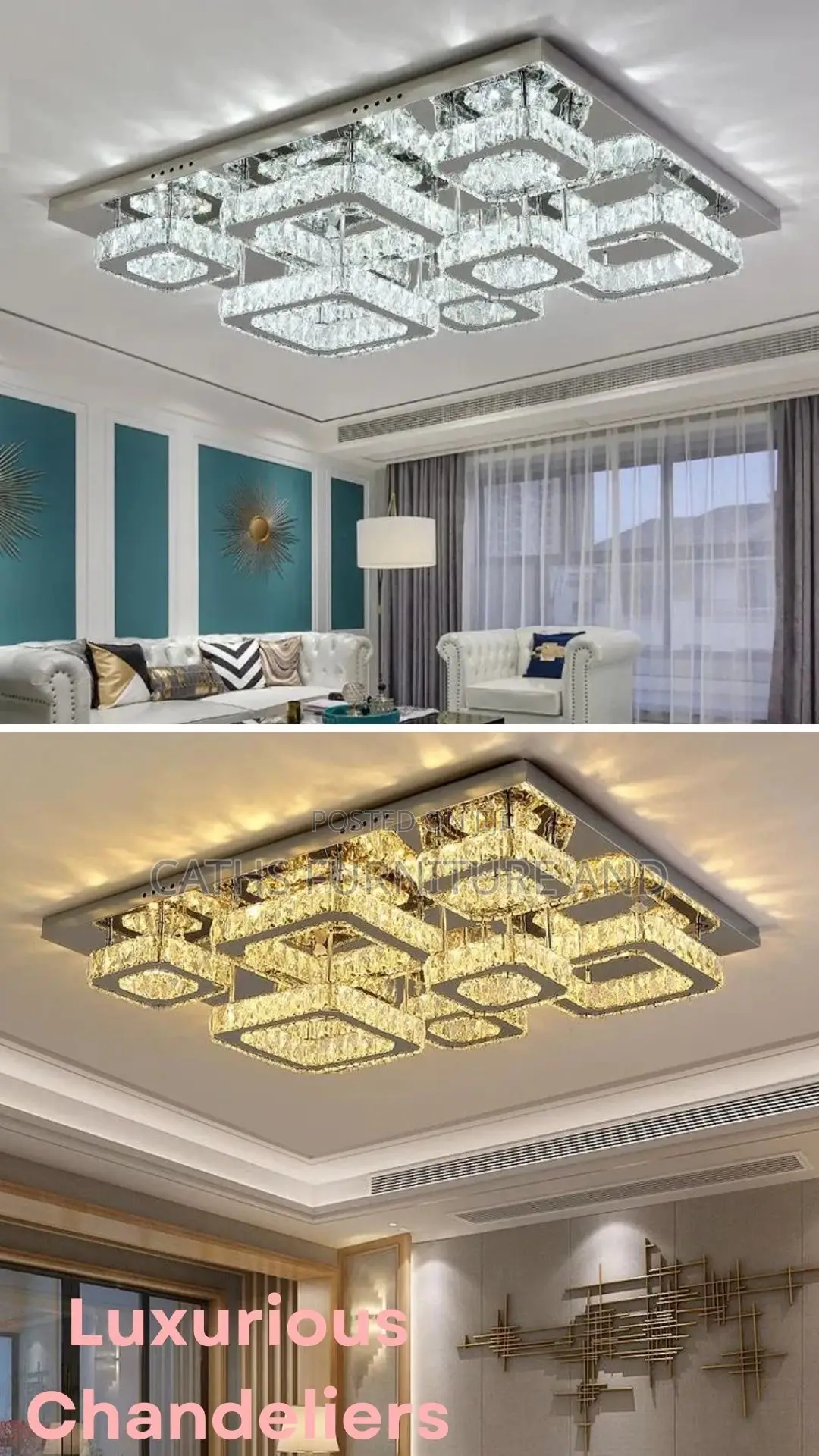 Nordic Crystal Led Ceiling Lamp for Living/Dining/Kitchen in Wuse ...