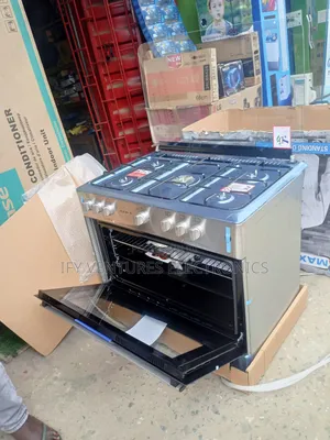 5 Burner Maxi Gas Cooker, 60*90cm, Inox Color, Blue Flames, Oven.