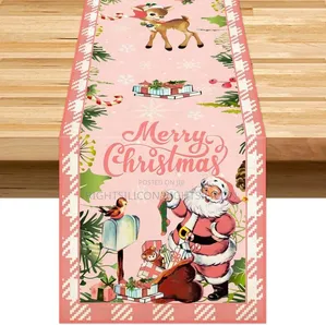 Usa Vintage Christmas Table Decorations Pink Santa Claus Table Runner