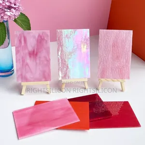 Usa 12 Sheets Mixed Red Pink Stained Glass Sheets 4 X 6 Inch Stained