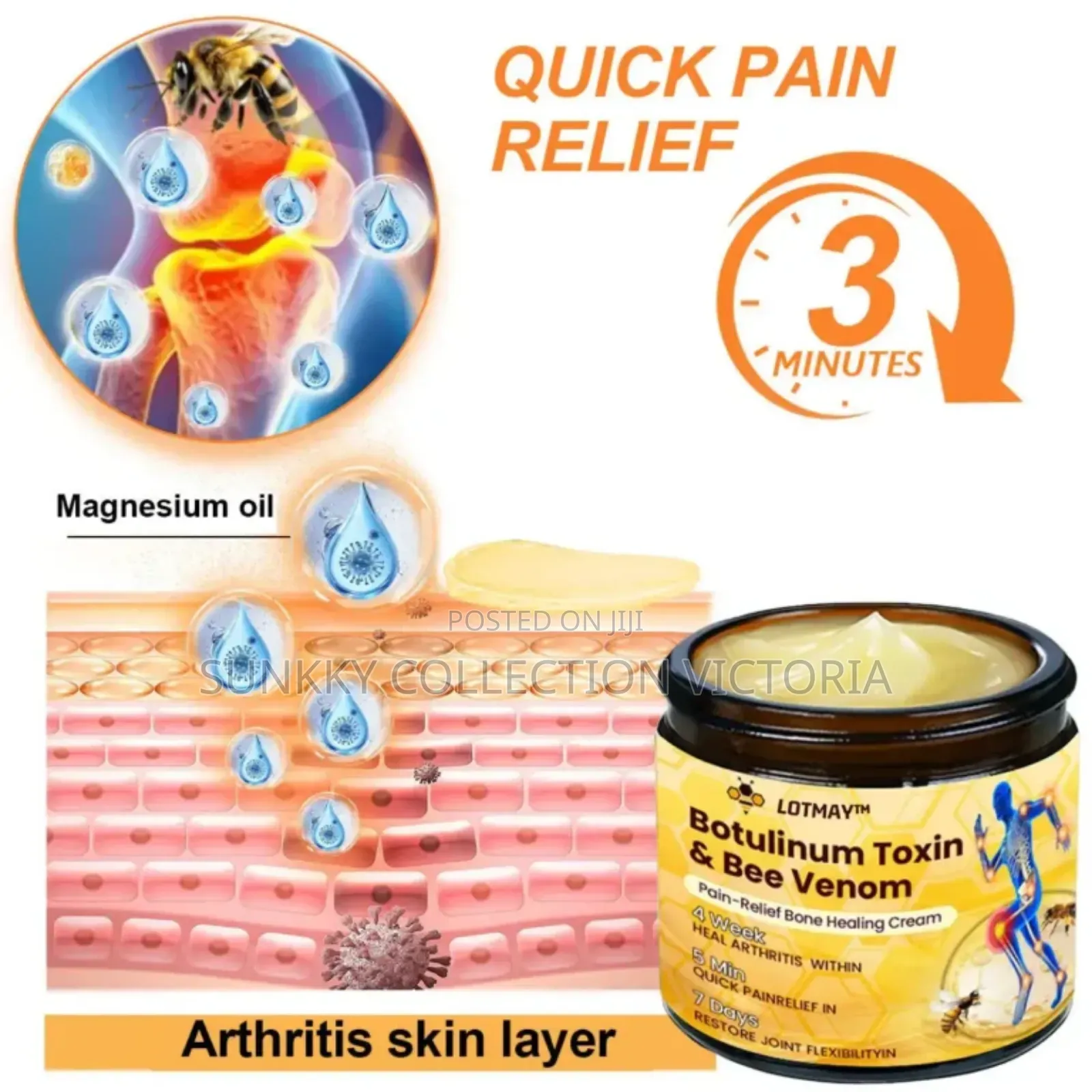 Botulinum Toxin and Bee Venom Pain Relief Bone Healing Cream
