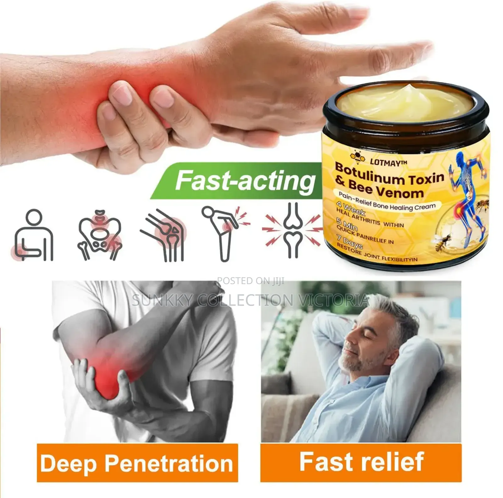 Botulinum Toxin and Bee Venom Pain Relief Bone Healing Cream