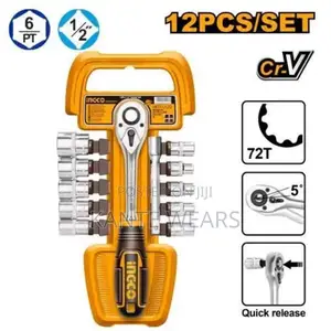 Ingco Rachet Socket Half Inch - 12 Pieces