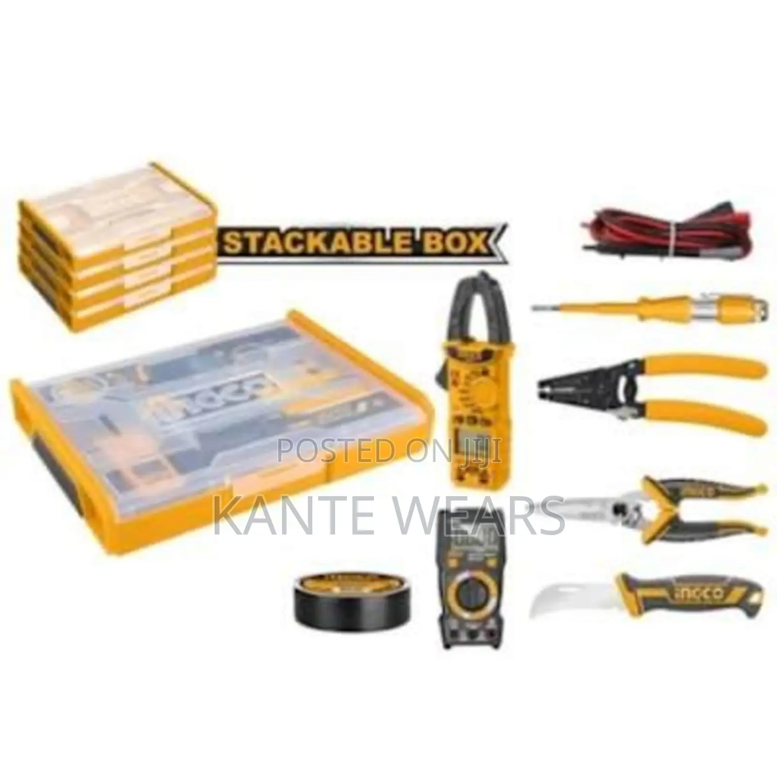 Ingco Telecom Tool Set With Clamp Meter and Multi Meter - 7pcs
