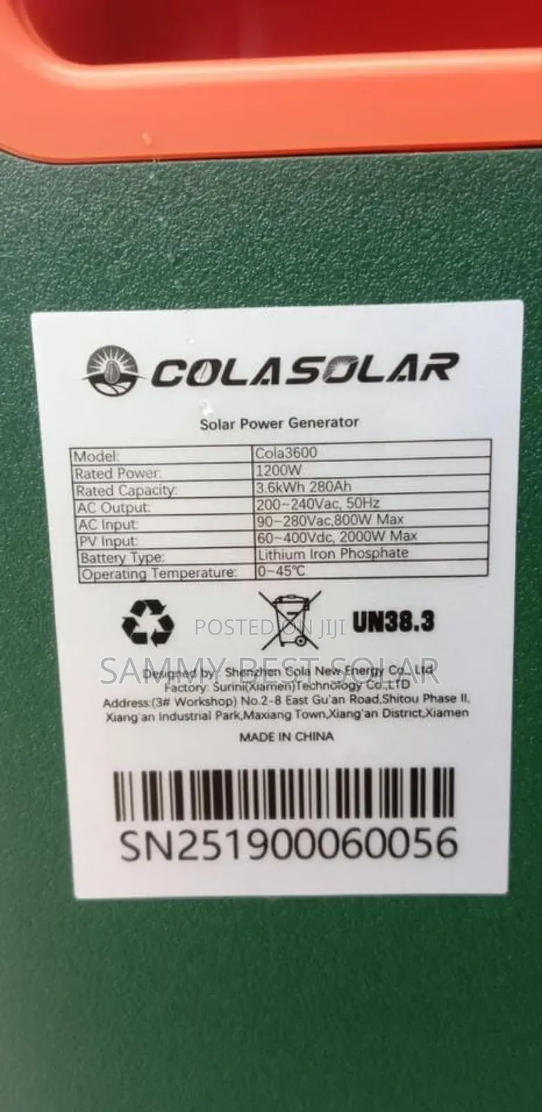 Cola Solar Generator 3.6kw