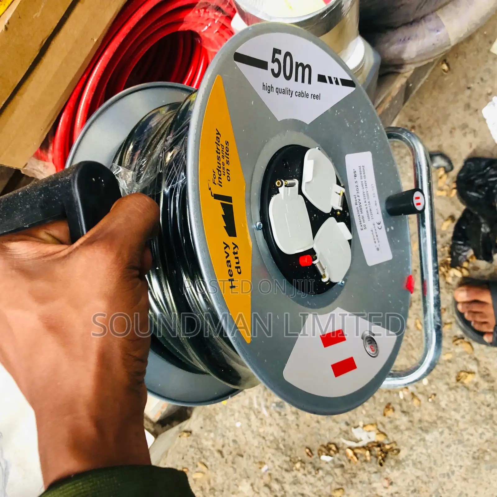 Heavy Duty Industrial Extension Socket Cable Reel 50metres