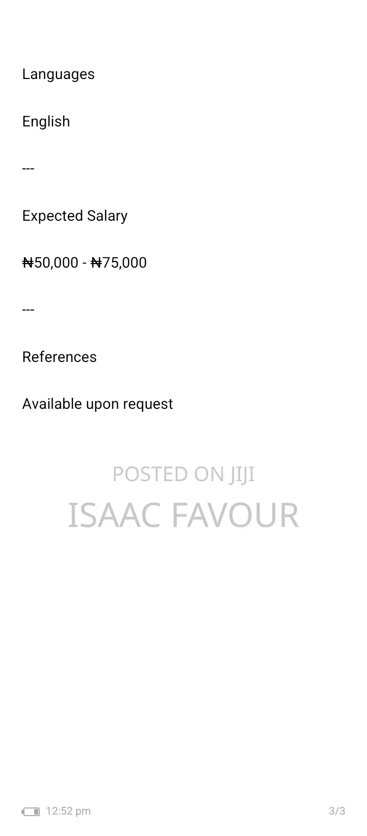 Housekeeping Cleaning CV