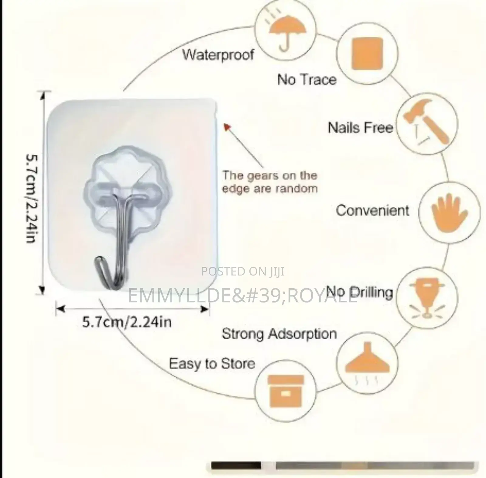 Strong Adhesives Transparent Wall Hooks