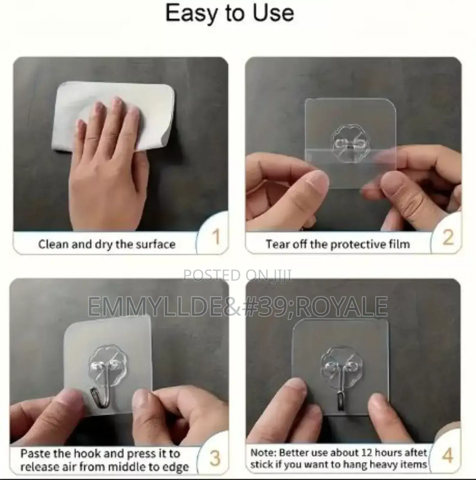 Strong Adhesives Transparent Wall Hooks