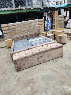 Cream Coloured 7by6 Set of Upholstery Bed.