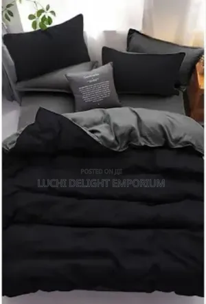 Plain Mixed Double Fiber Ash and Black Duvet Bedsheet Pillowcase 6x6