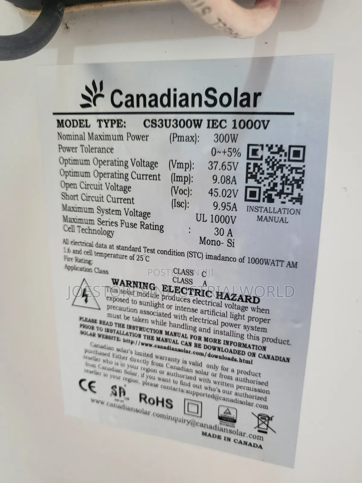 250w Canadian Solar Panel 72cells