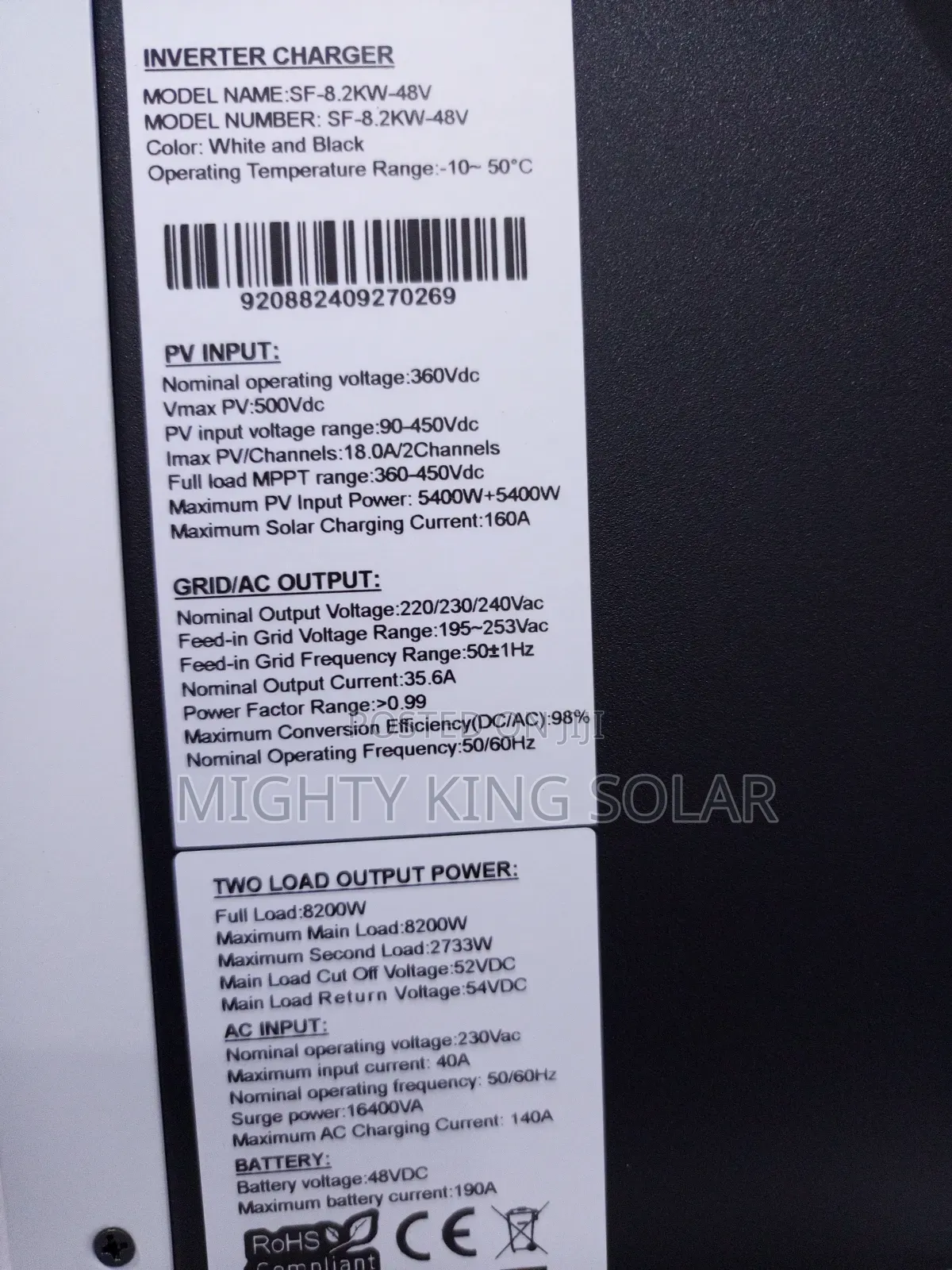8.2kva Crystal Plus Hybrid Inverter 48v