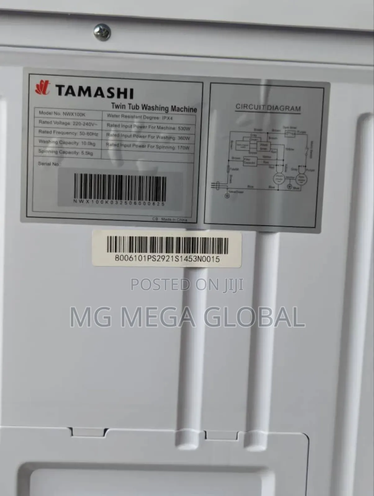 Tamashi 8kg Semi-Automatic Washing Machine