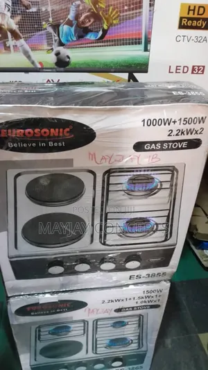 Eurosonic 4-Burner Gas Stove-2 Gas Cooker + 2 Electric Cooke