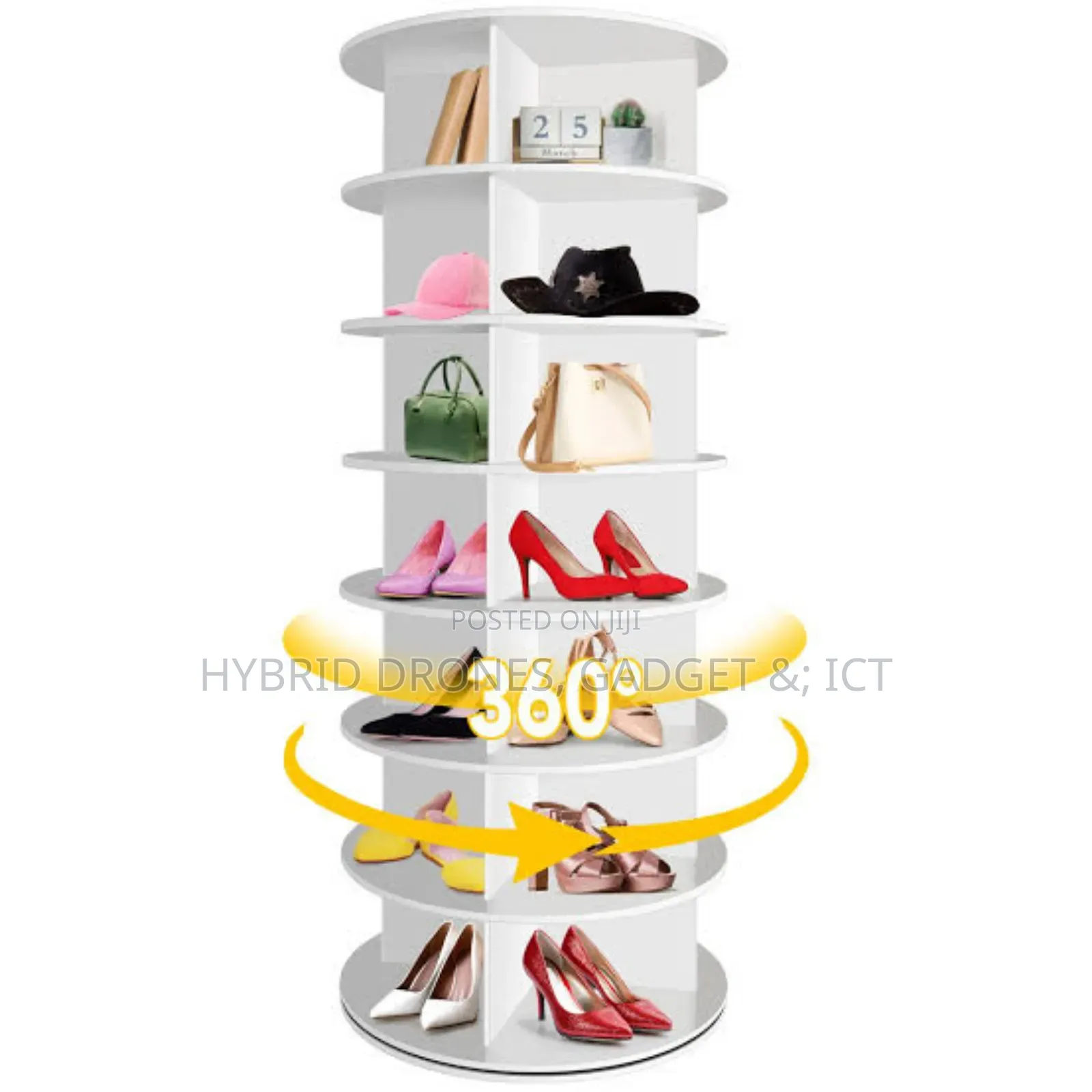 7 Layer Rotating Display Shoe Bag Rack For Home/Business