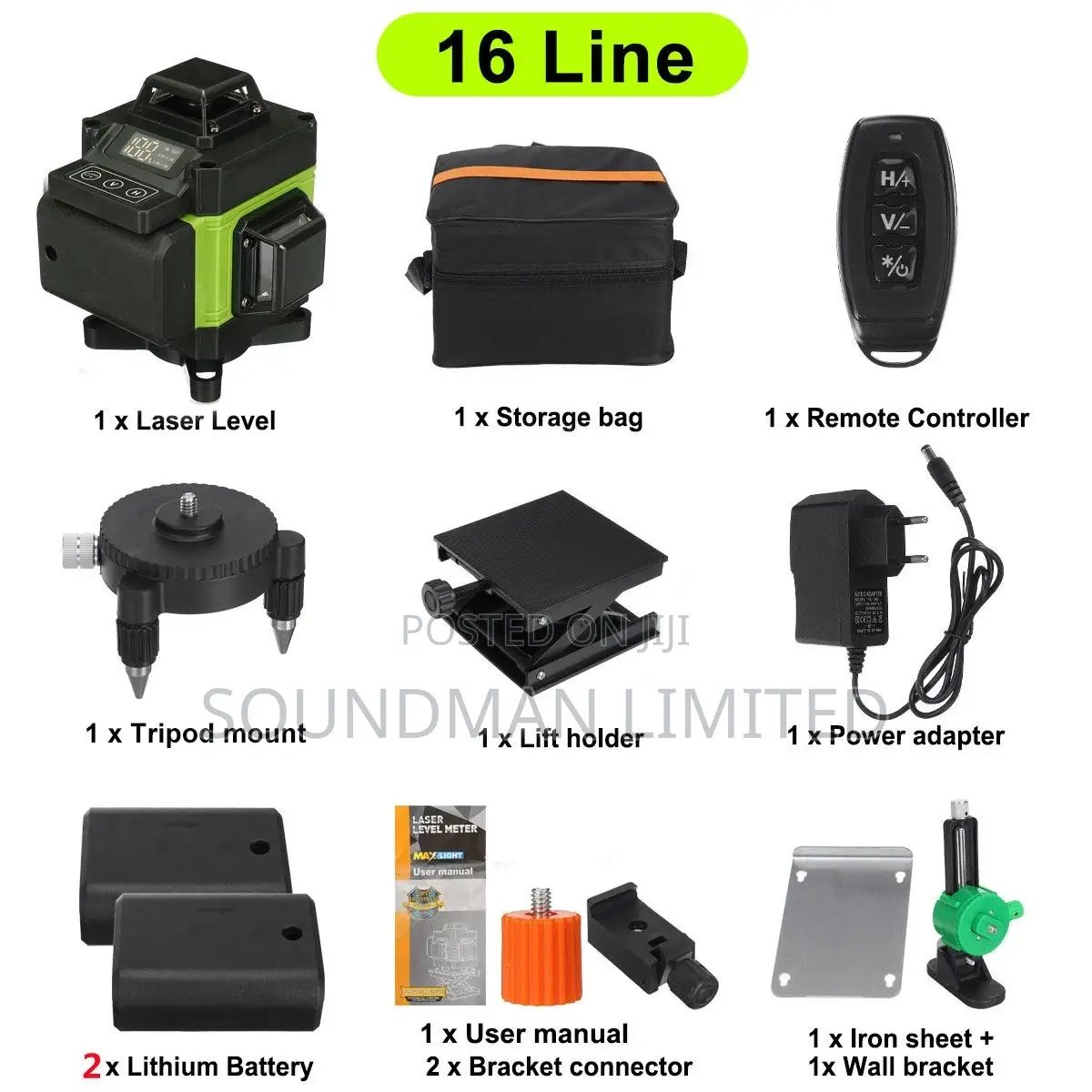 16 Lines 4d/3d Self-Leveling Laser Level Distance Meter With Tripod