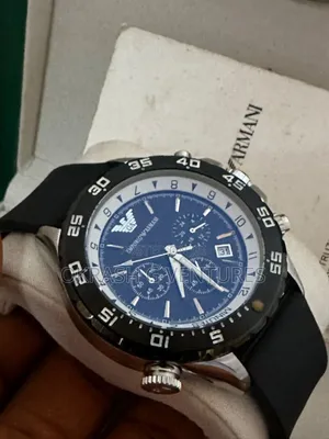 Emporio Armani Chronograph Black/Silver Rubber Strap Watch