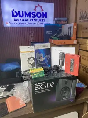Audio-Technical Studio Mic,Bx5d2 Studio Monitor,2i2 Scarlett Soundcard