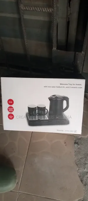 Tray for Hotels / Office, With Inox Water Kettle 2.0l,2 Ceramic Cups