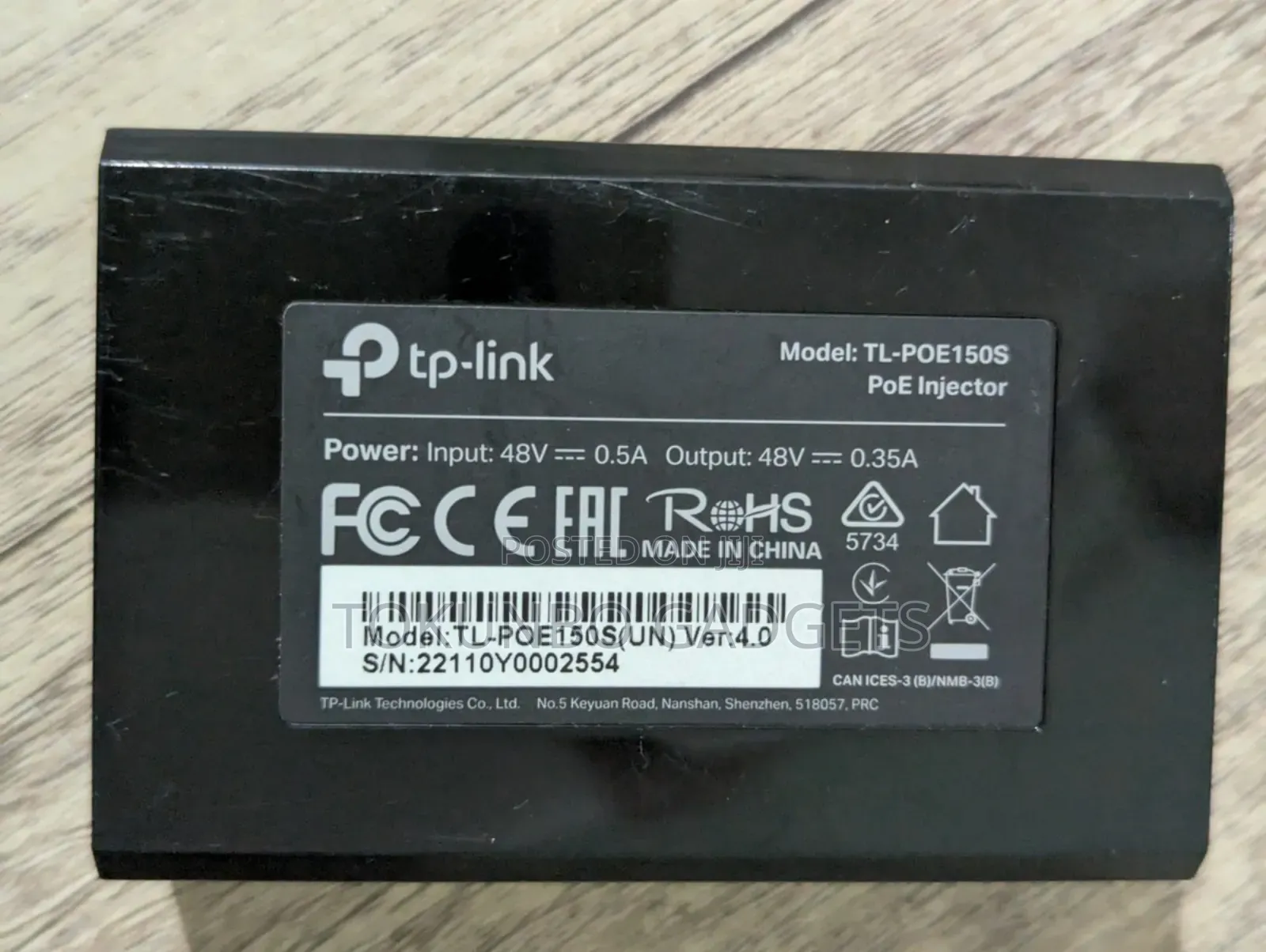 Tp-Link Tl-Poe150s Gigabit Poe Injector Adapter