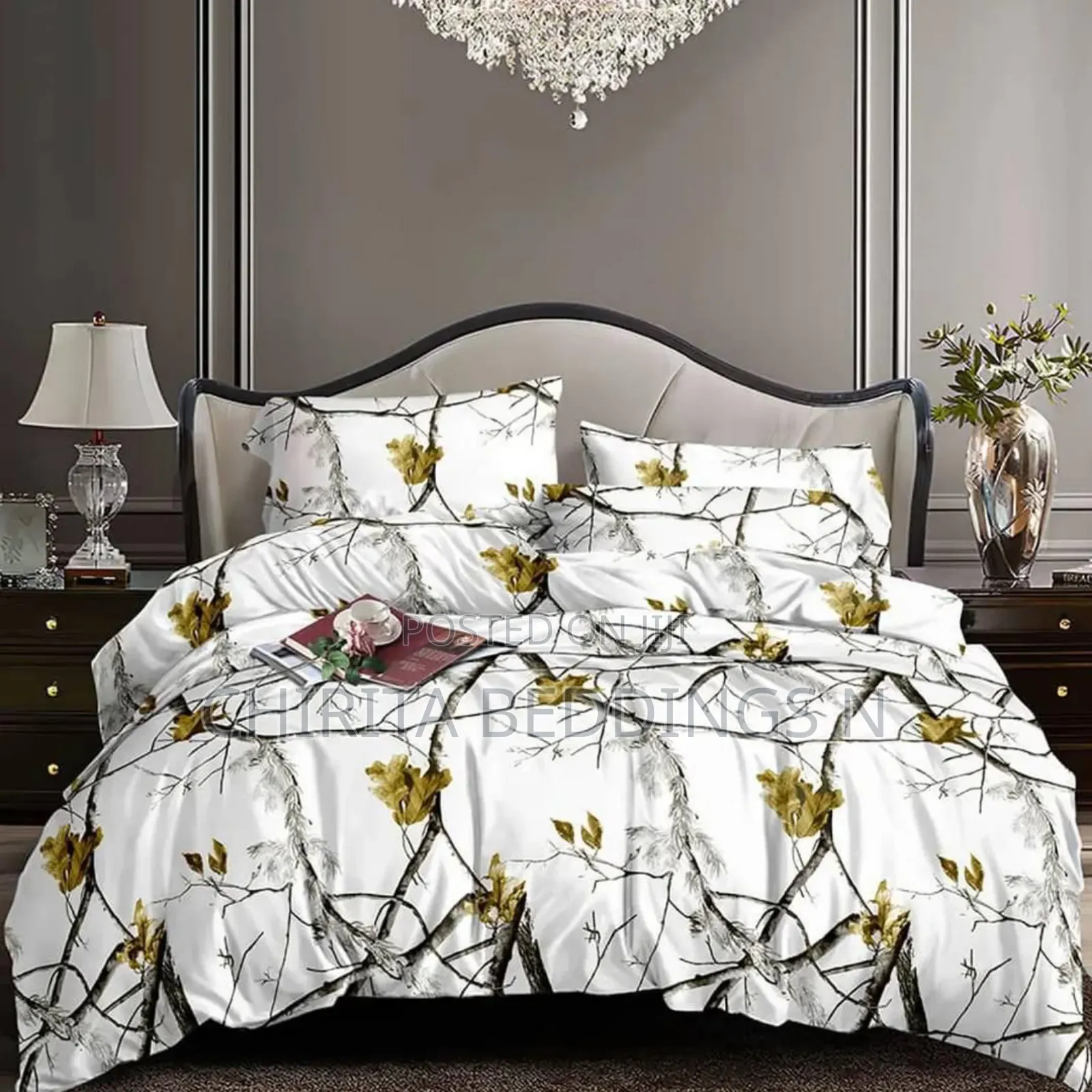 White Designers Bedsheets and Duvet Set