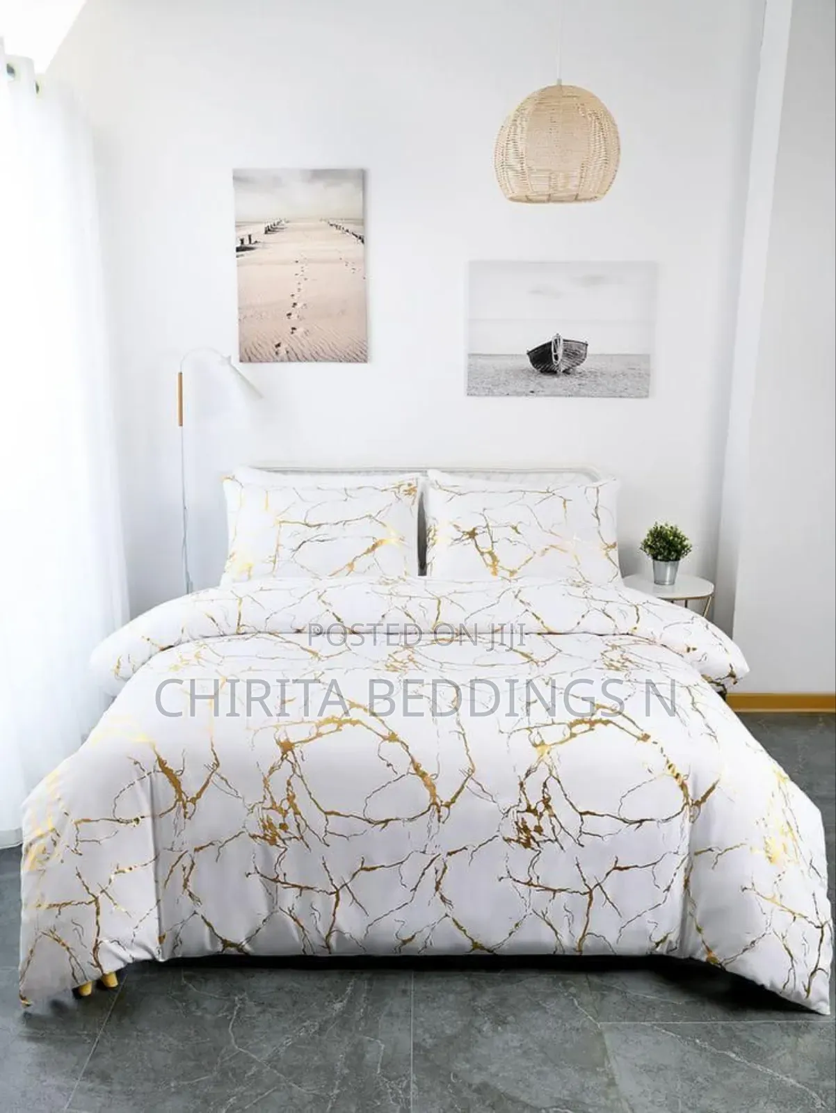 White Designers Bedsheets and Duvet Set