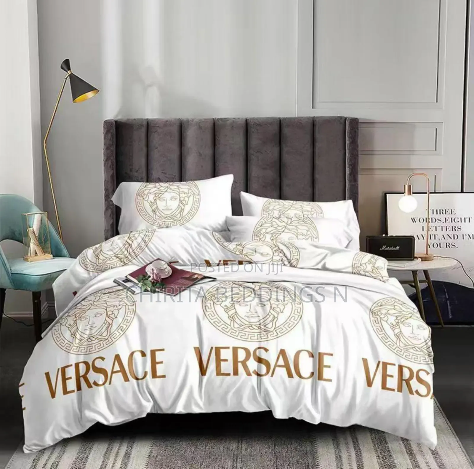 White Designers Bedsheets and Duvet Set
