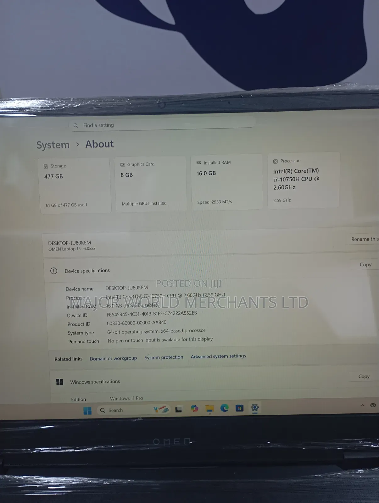 Laptop HP Omen 15 16GB Intel Core I7 SSD 512GB