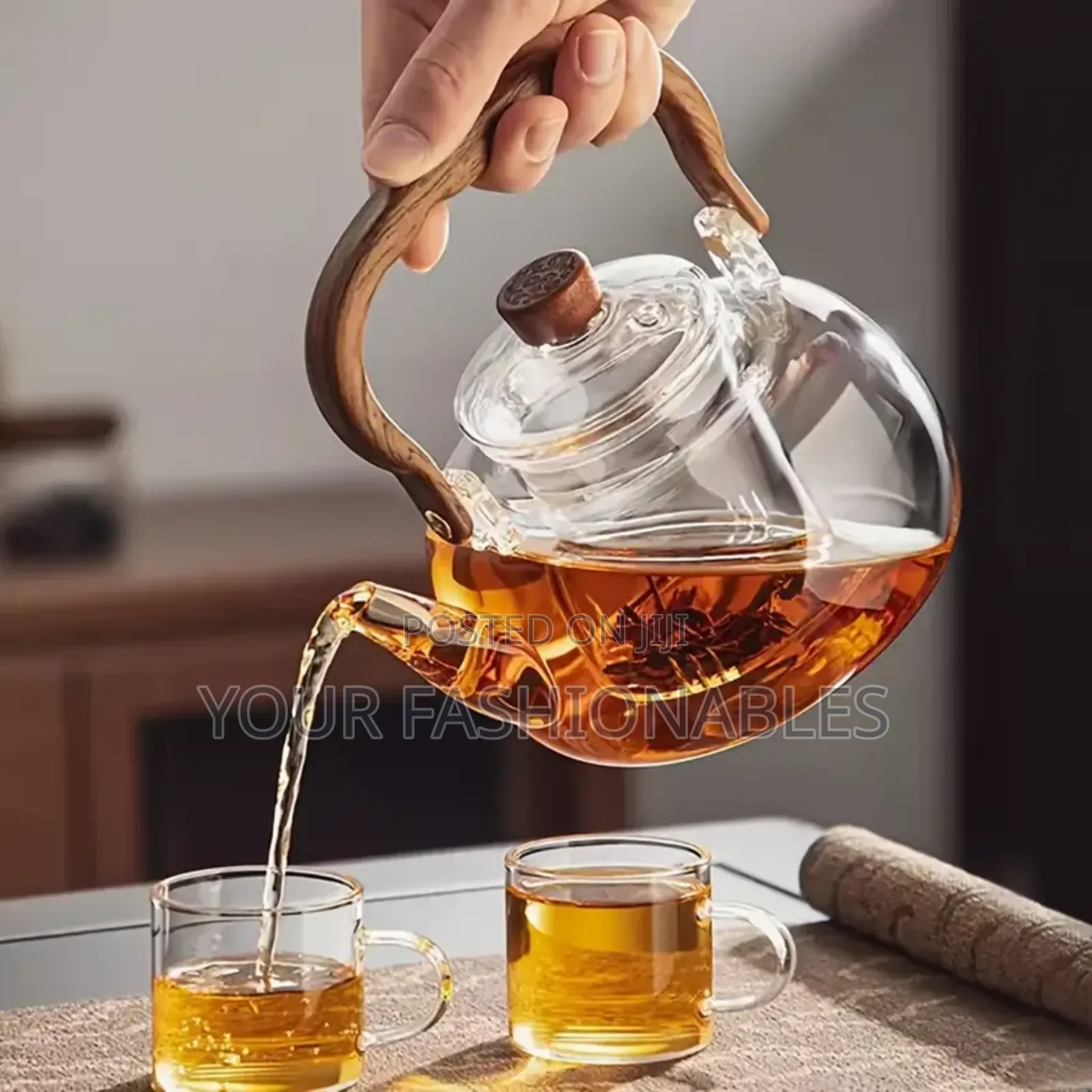 Borosilicate Teapot Kettle With Wooden Handle