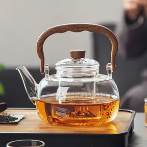 Borosilicate Teapot Kettle With Wooden Handle