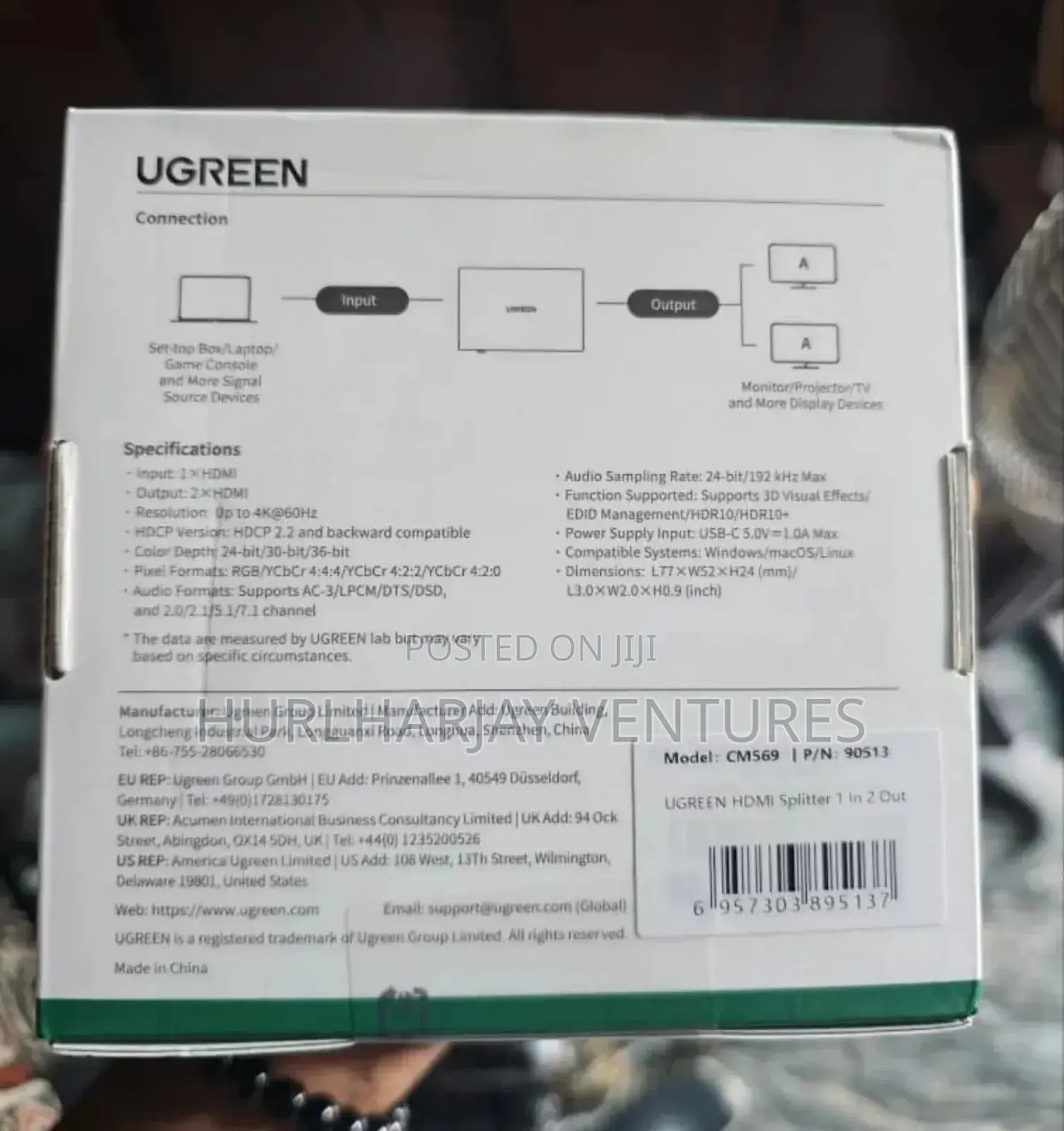 Ugreen 1 in 2 Out Hdmi Splitter (Dual Monitors)