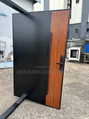 Pivot Door Black and Wood Face