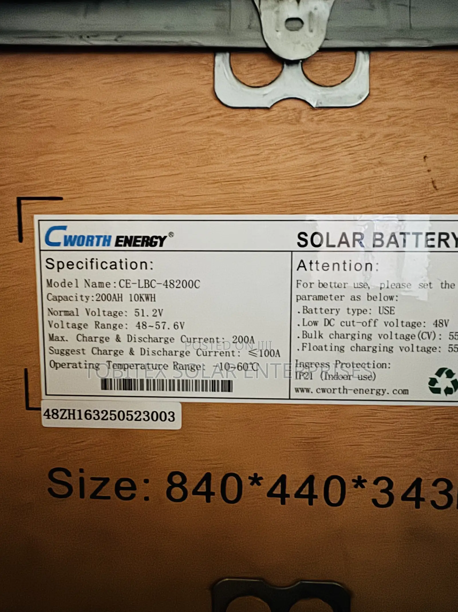 Cworth Solid Energy Lithium Battery’S 10kilowatts