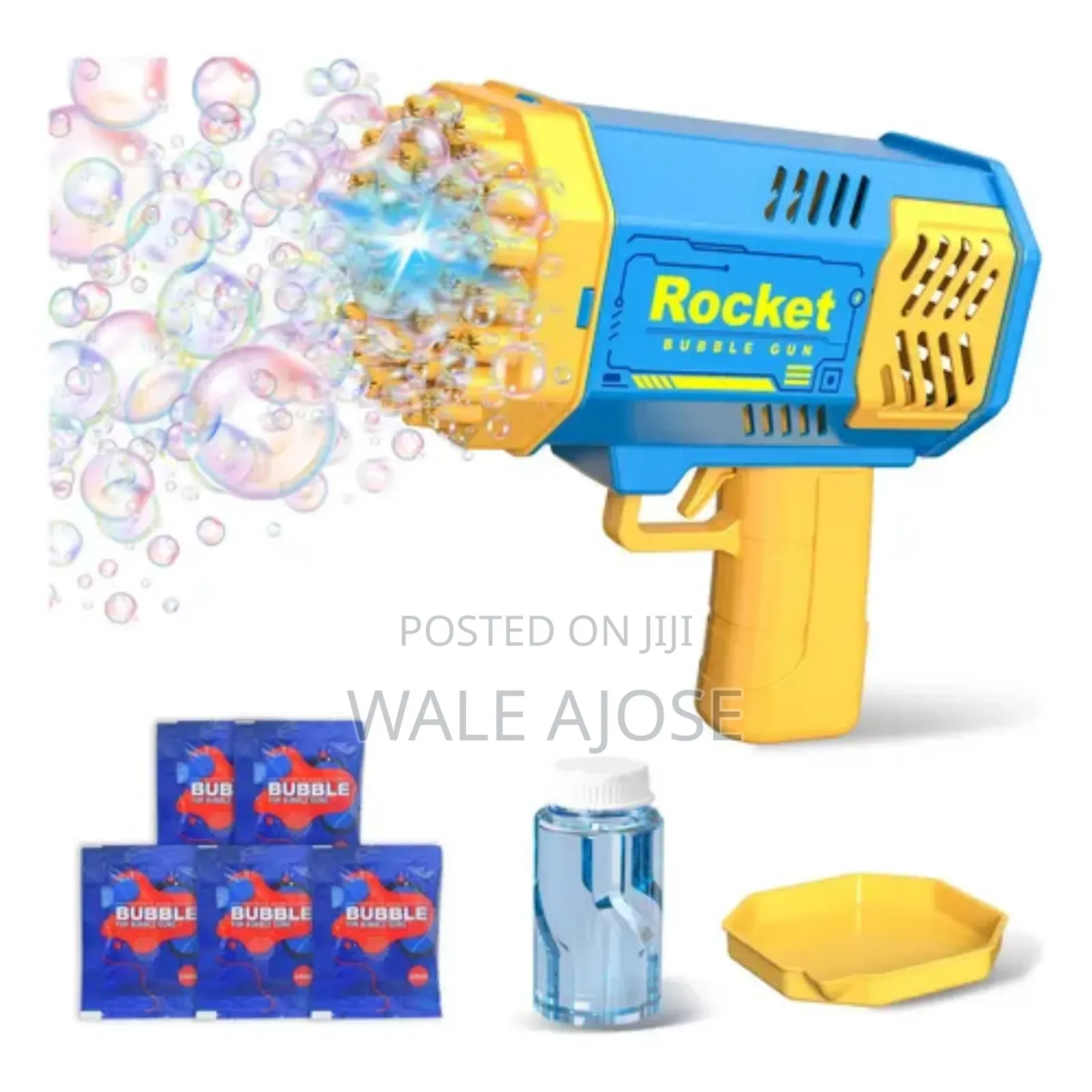 Children's Handheld Bazooka Bubble Machine-blue Yellow