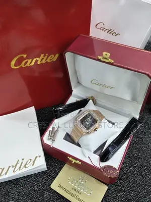 Cartier Quality Luxury Men Chain Iced Strap Wristwatch