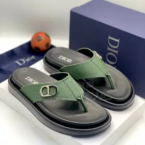 Dior Leather Slipers 40-46,Green and Black