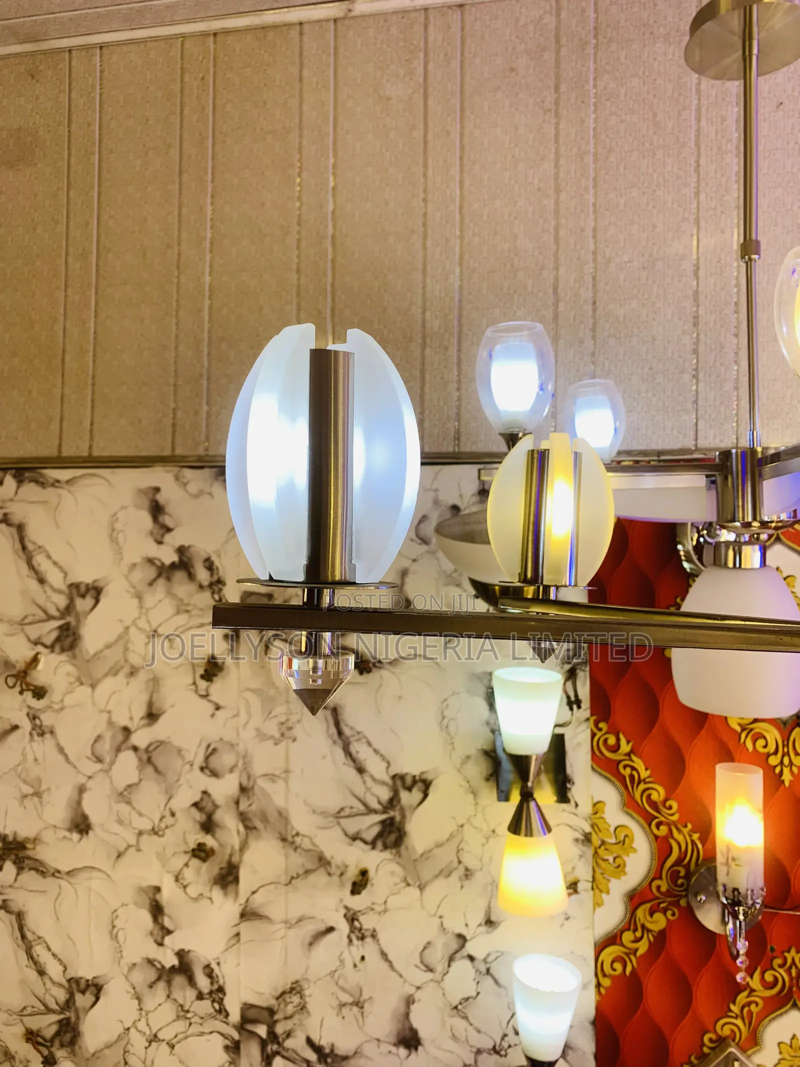 6 Hands Chrome Chandelier