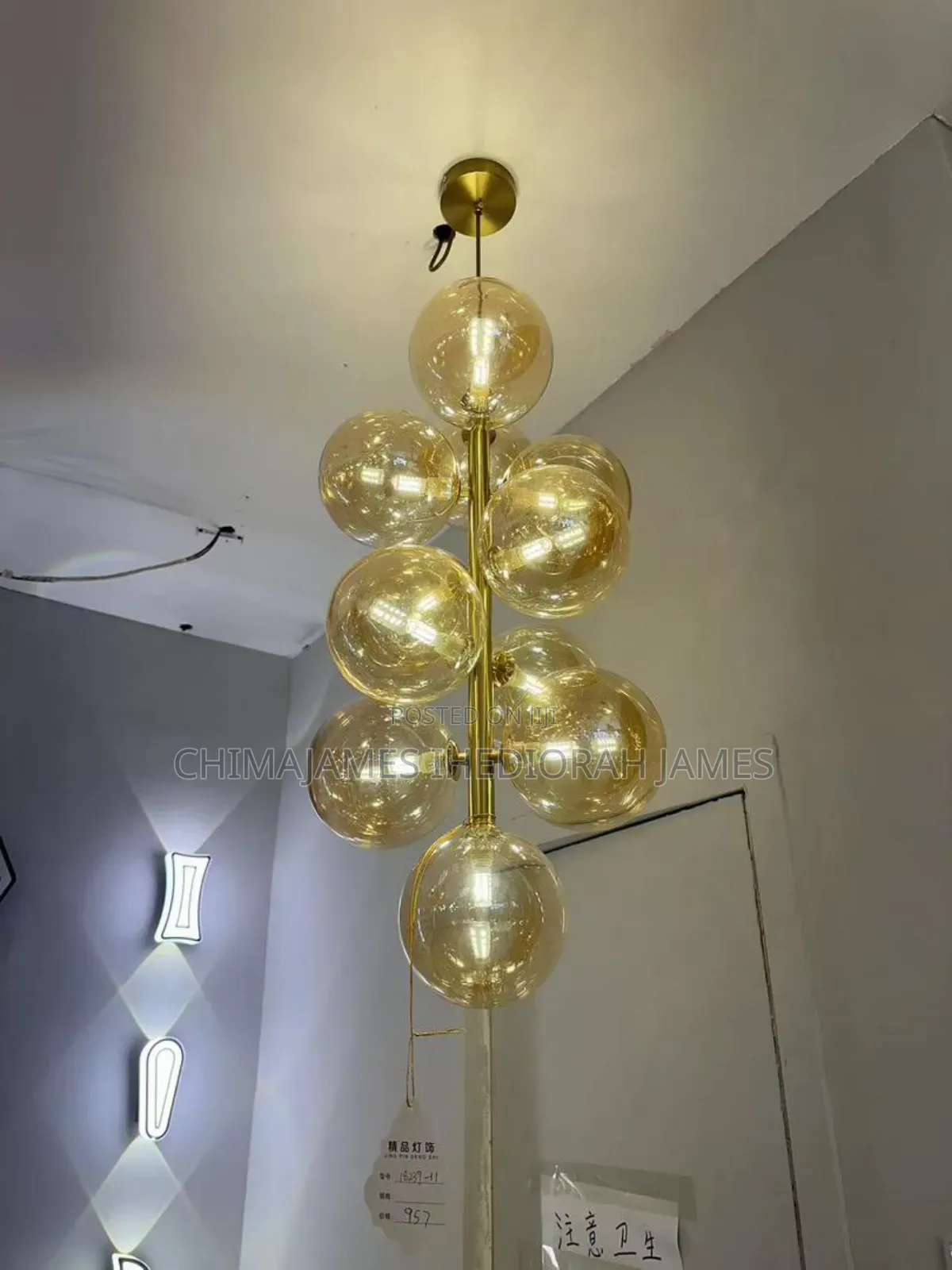 Modern Led Glass Ball Pendant Lights Golden Bedroom Table Living Dinin ...