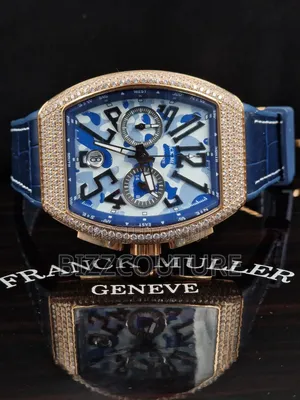 Original Franck Muller Iced Blue Genuine Leather Calendar Watch